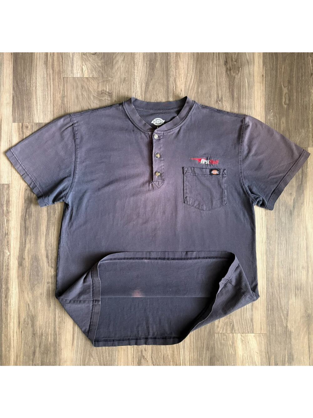 Vintage Gradient Sun Faded Worn WIP Workwear T-Shirt Size L Blue Dickies
